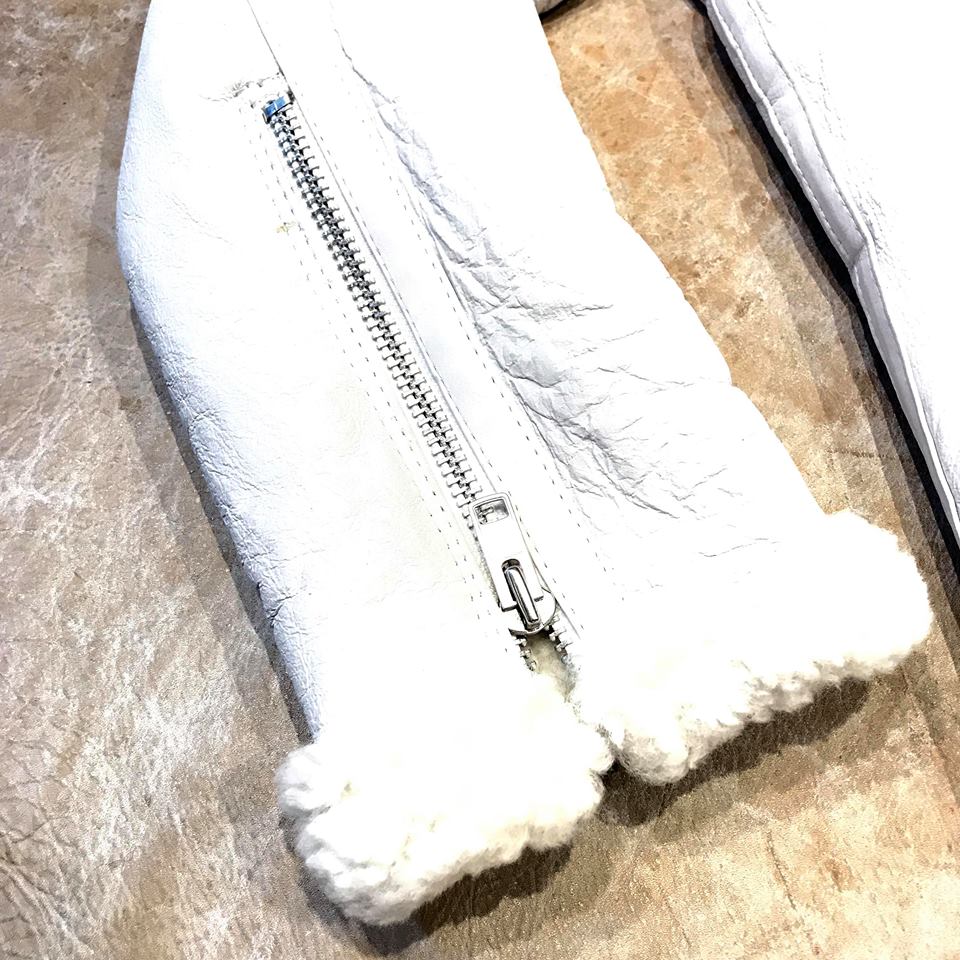 Jakewood - Shearling Racing Aviator White Jacket - Dudes Boutique