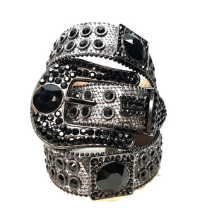 b.b. Simon Big Block Black Crystal Belt - Dudes Boutique