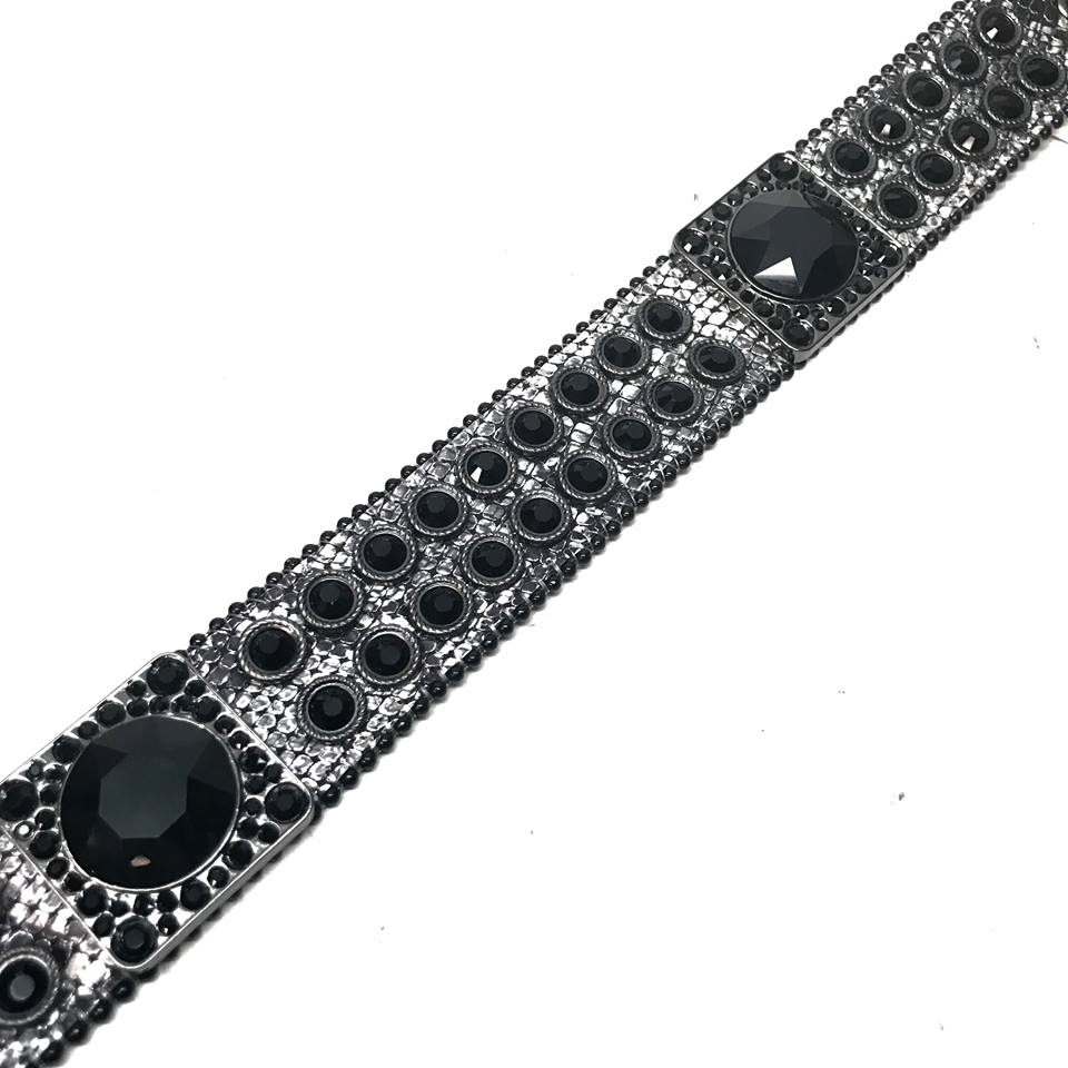 b.b. Simon Big Block Black Crystal Belt - Dudes Boutique