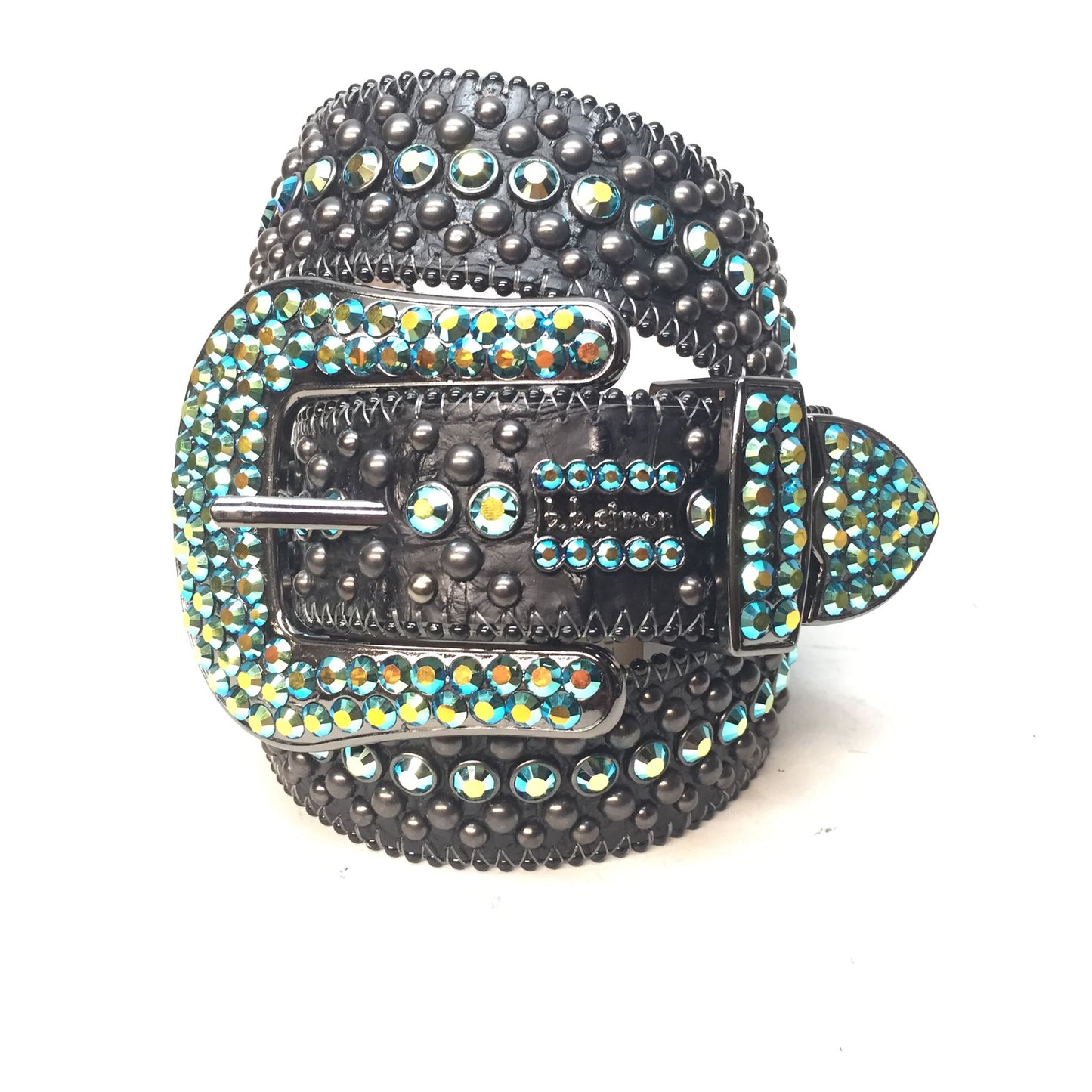 b.b. Simon Fully Loaded Turquoise Crystal Belt - Dudes Boutique