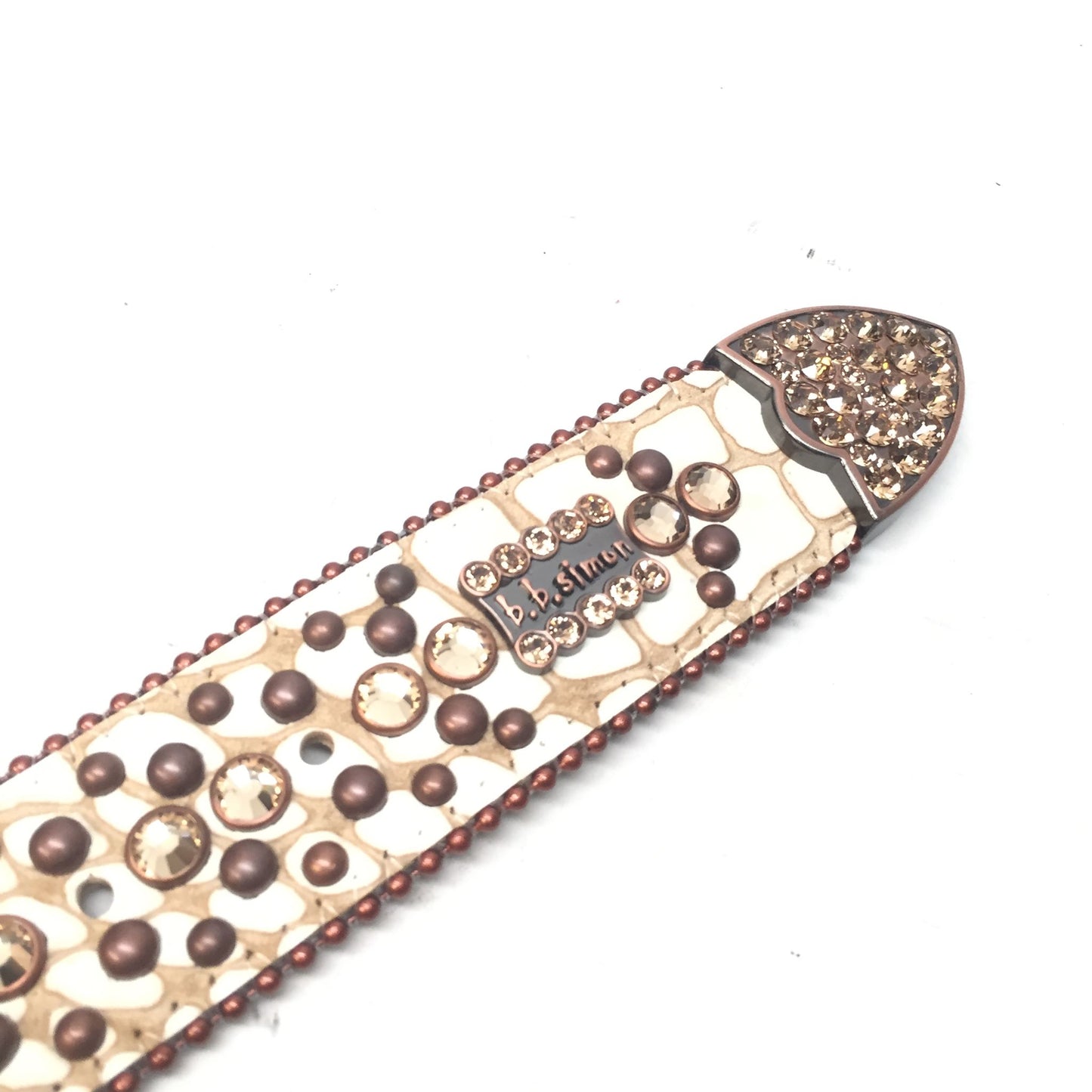 b.b. Simon Fully Loaded 'Cream Gator' Crystal Belts - Dudes Boutique