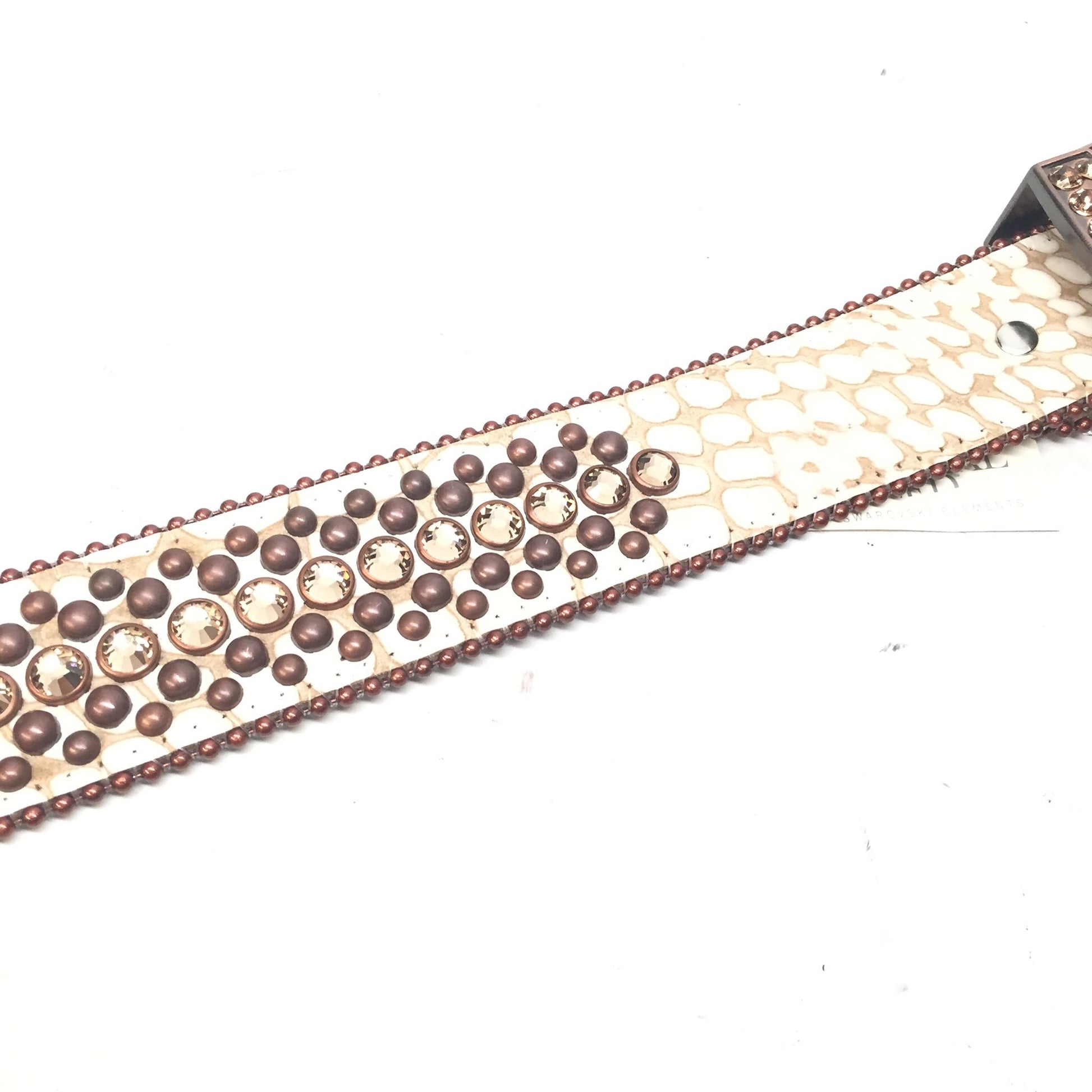 b.b. Simon Fully Loaded 'Cream Gator' Crystal Belts - Dudes Boutique