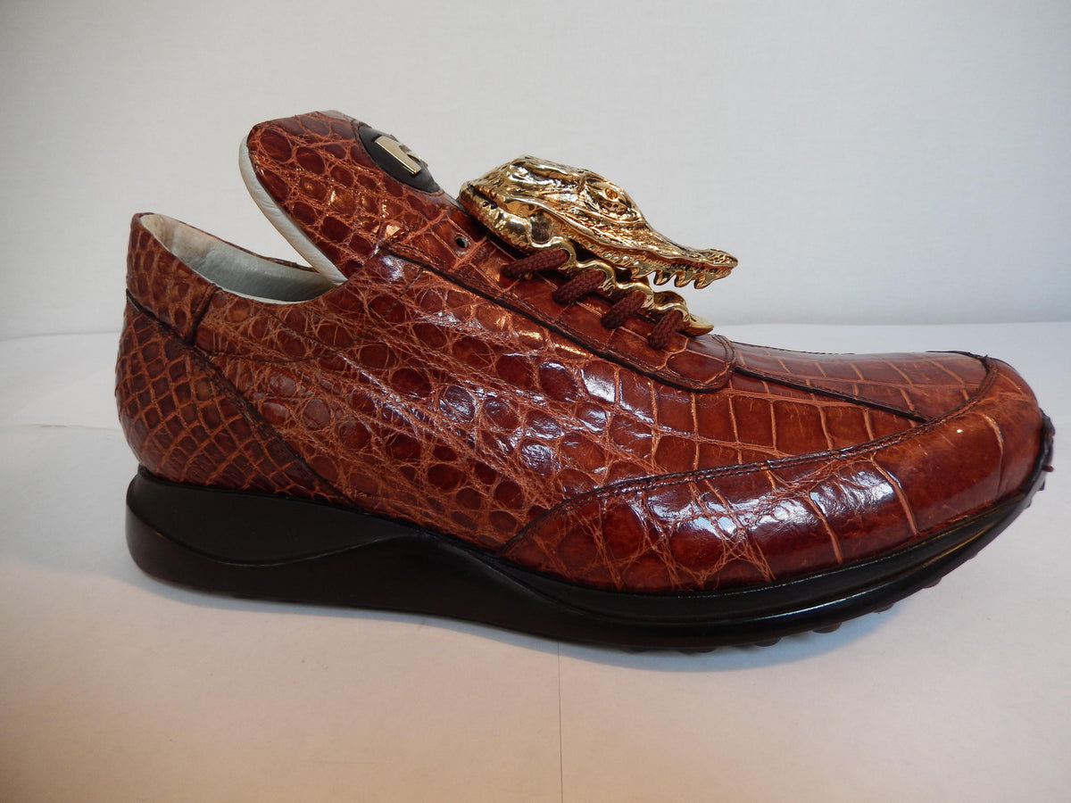 Mauri All-Over Cognac Alligator Sneakers 8731/2 - Dudes Boutique