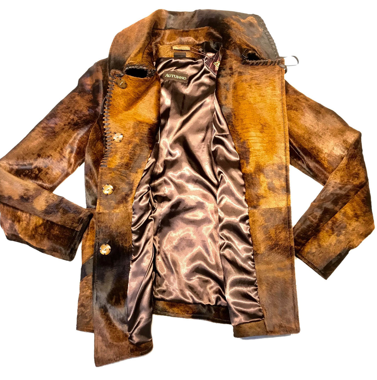 Kashani Natural Rust Couture Pony Asymmetrical Jacket - Dudes Boutique