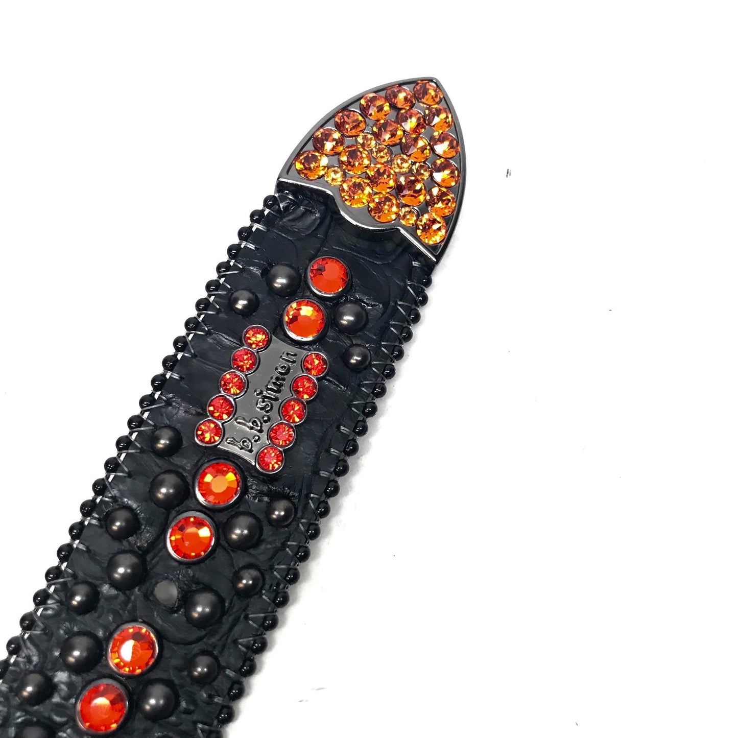 b.b. Simon 'Orange Fire' Fully Loaded Crystal Belts - Dudes Boutique