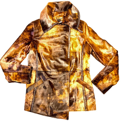 Kashani Natural Rust Couture Pony Asymmetrical Jacket - Dudes Boutique