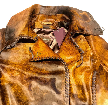 Kashani Natural Rust Couture Pony Asymmetrical Jacket - Dudes Boutique