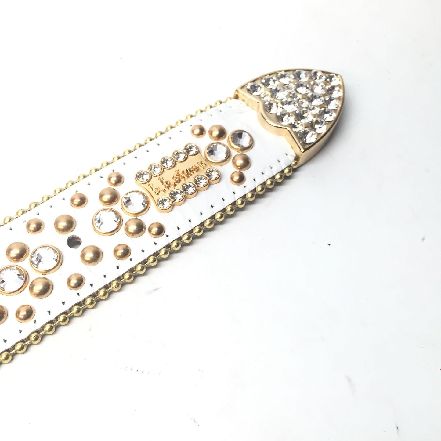 b.b. Simon 'White Gold' Fully Loaded Crystal Belt - Dudes Boutique