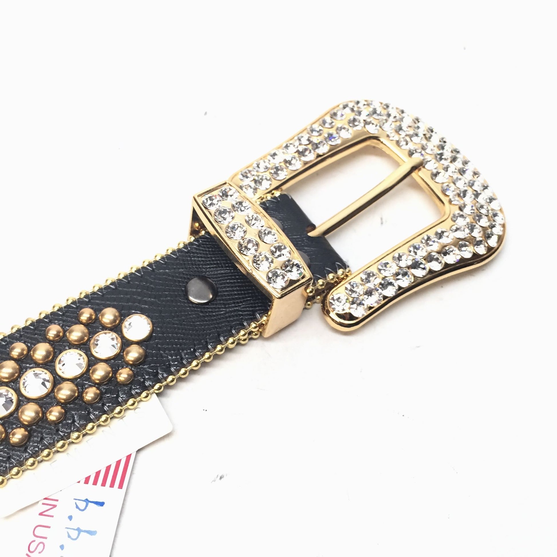 b.b. Simon 'Black & WhiteGold' Fully Loaded Crystal Belt - Dudes Boutique