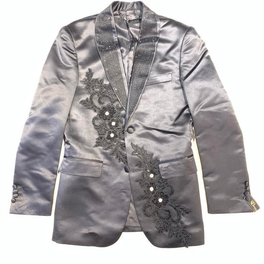 Barocco Men's Black Floral Crystal Blazer - Dudes Boutique