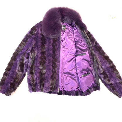 Kashani Men's Purple Diamond Cut Mink Fur Coat - Dudes Boutique