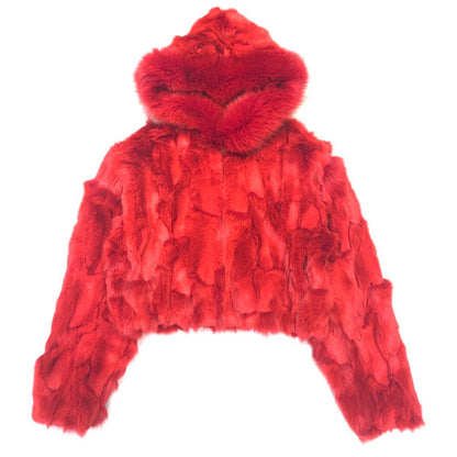 Kashani Ladies Red Hooded Fox Fur Coat - Dudes Boutique