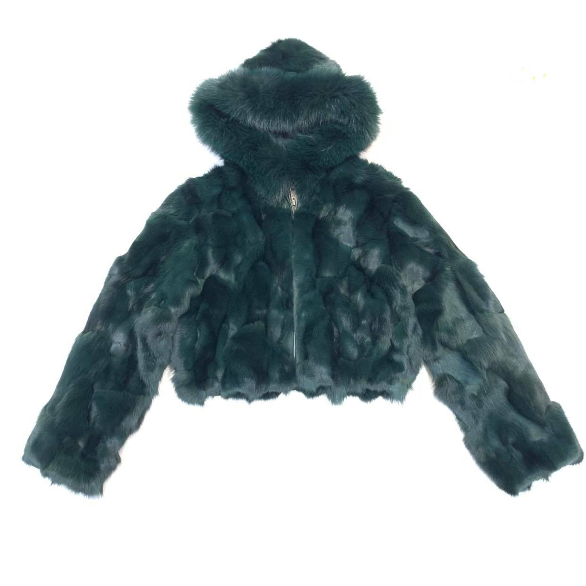 Kashani Ladies Green Hooded Fox Fur Coat - Dudes Boutique