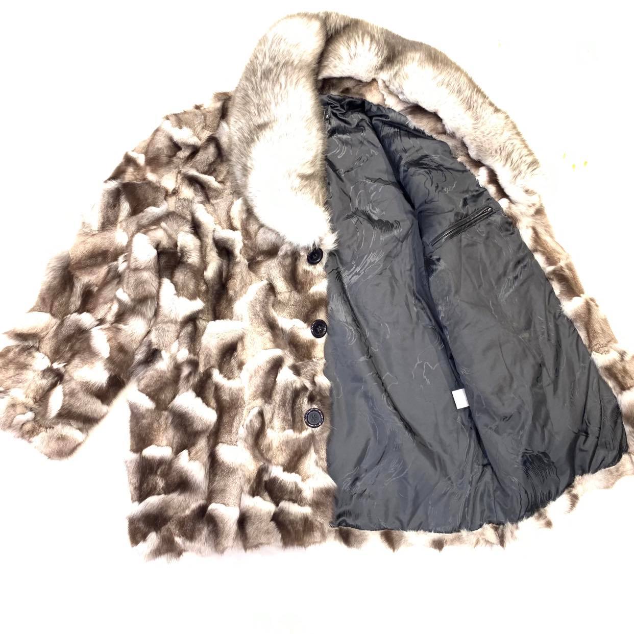 Kashani Men's Silver Fox Diamond Cut Trench Fur Coat - Dudes Boutique