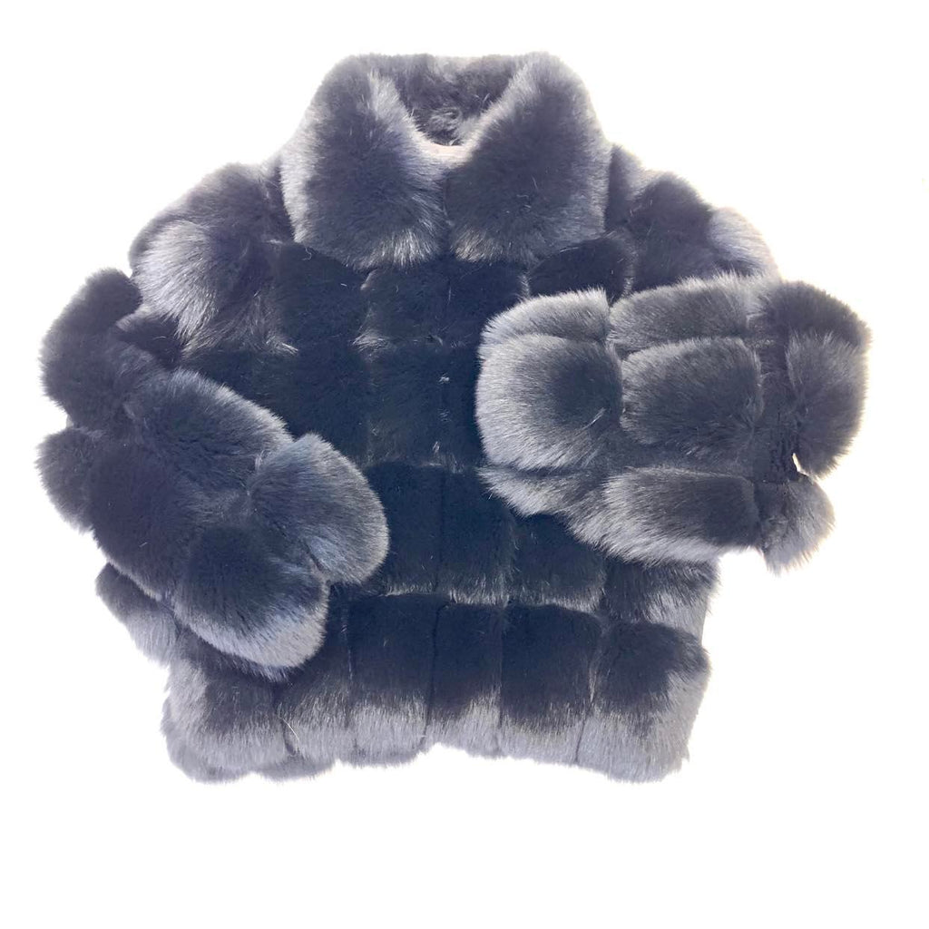 Kashani Men's Black Fluffy Spliced Fox Fur Bomber Coat - Dudes Boutique