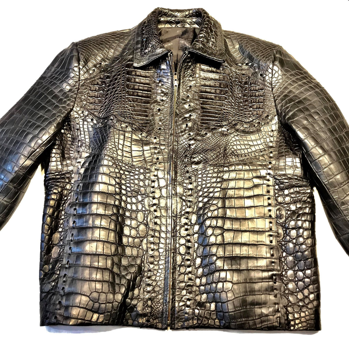 Kashani Black Full All Over Alligator Jacket - Dudes Boutique