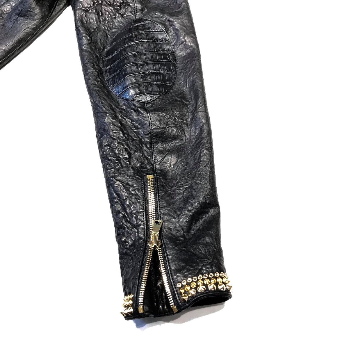 Kashani Alligator Studded Swarovski Lambskin Bomber Jacket - Dudes Boutique