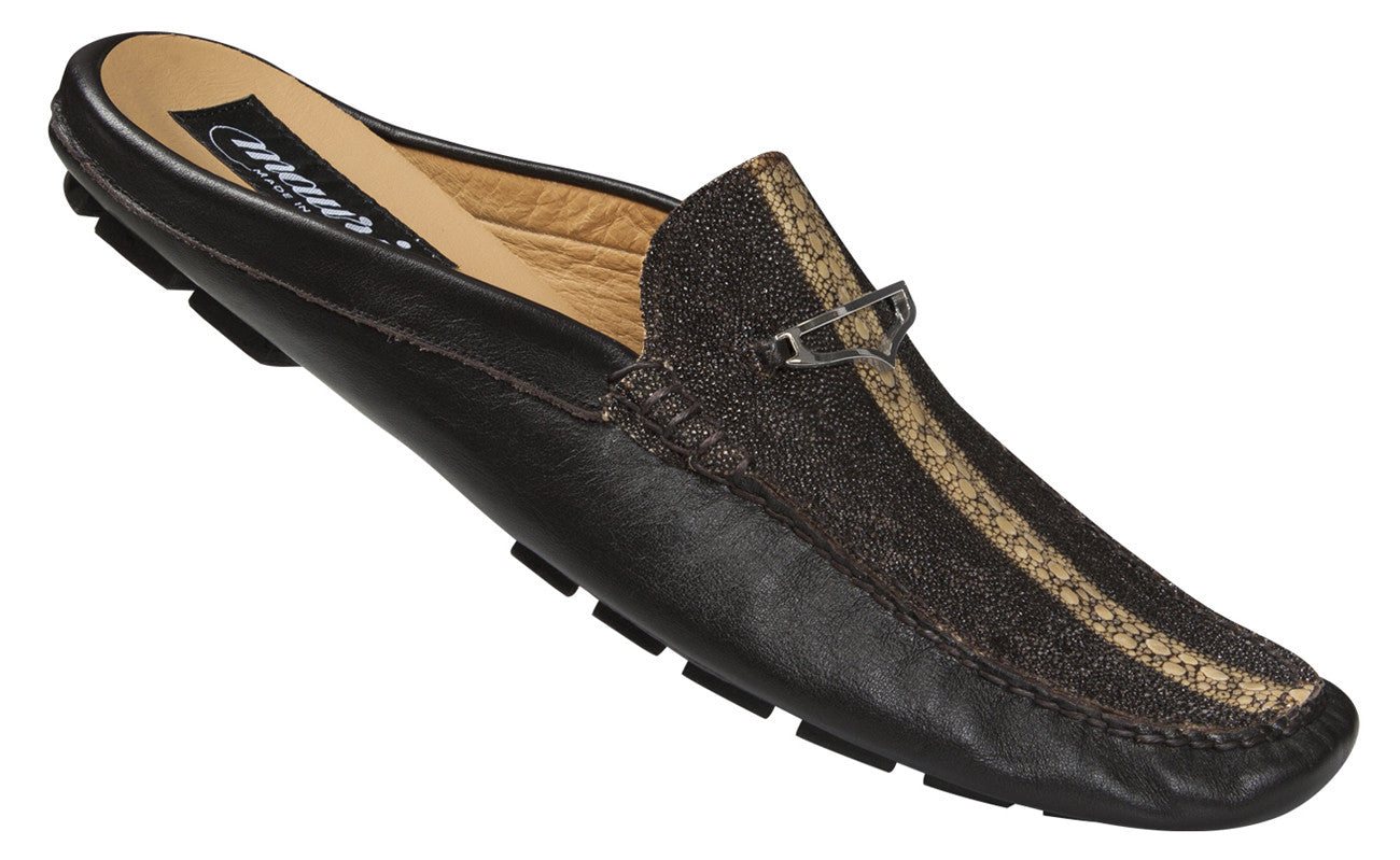 Mauri - "3136" Dark Brown Highway Stingray/Nappa Half Shoe - Dudes Boutique