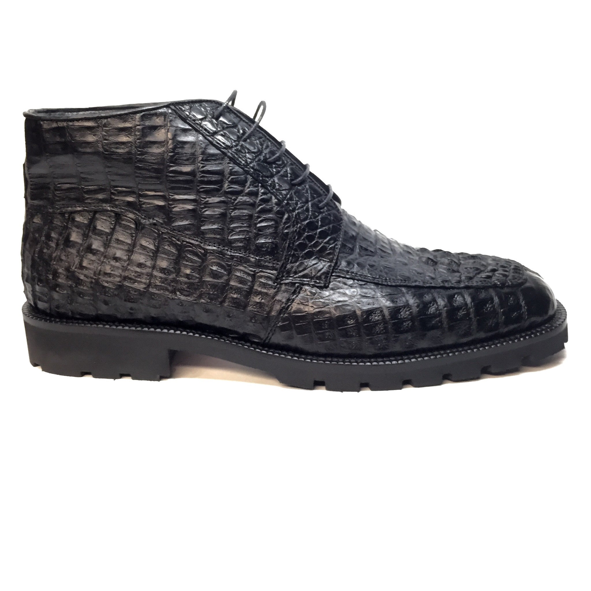 Los Altos Black Hornback Crocodile Ankle Boots - Dudes Boutique