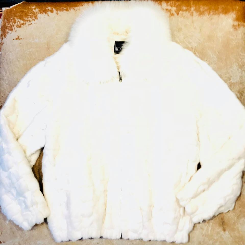 Kashani White Diamond Cut Mink Fur Coat - Dudes Boutique