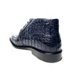 Los Altos Navy All over Crocodile Lace-Up Dress Ankle Boots - Dudes Boutique