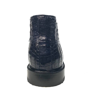 Los Altos Navy All over Crocodile Belly Lace-Up Dress Ankle Boots - Dudes Boutique
