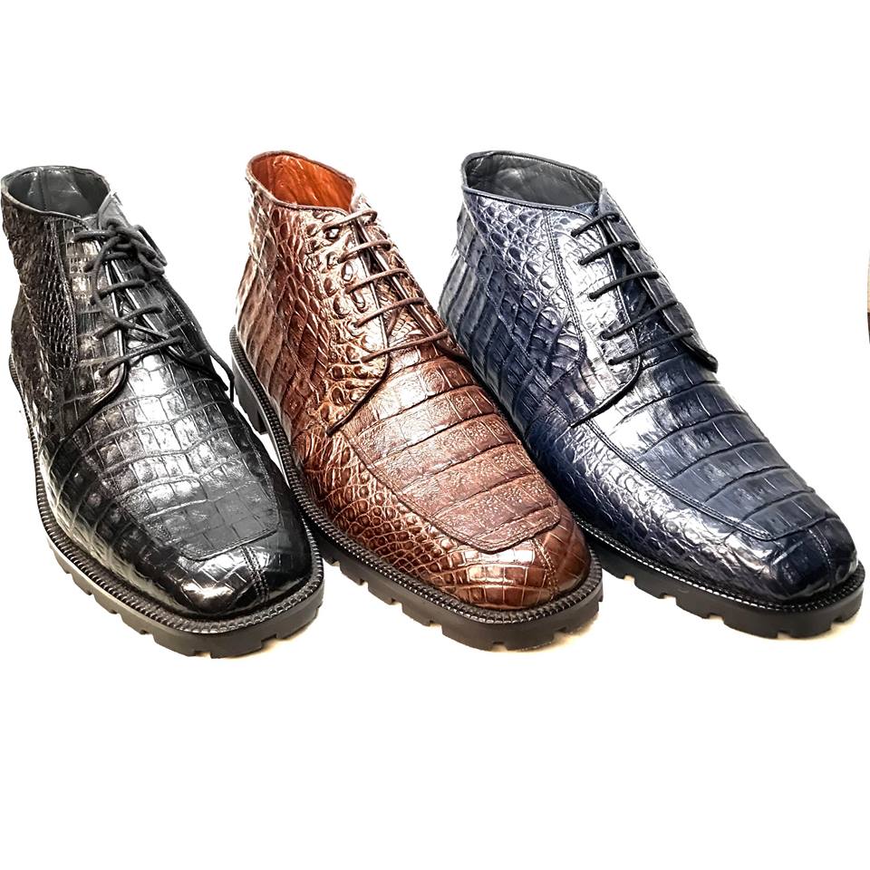 Los Altos All-Over Crocodile Belly Lace Up Ankle Boots - Dudes Boutique