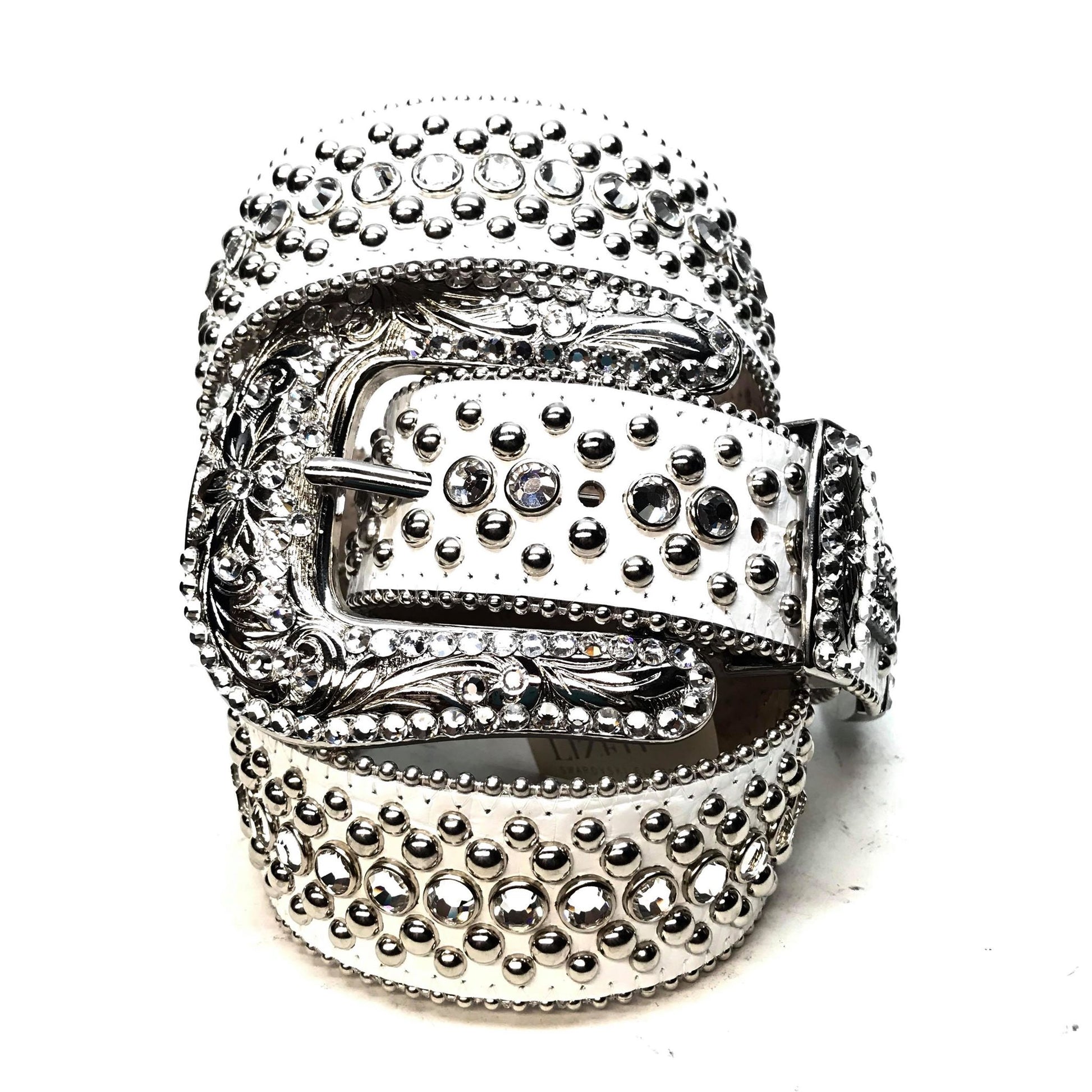 b.b. Simon 'White Magic' Studded Crystal Belt - Dudes Boutique