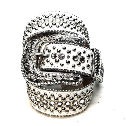 b.b. Simon 'White Magic' Studded Crystal Belt - Dudes Boutique