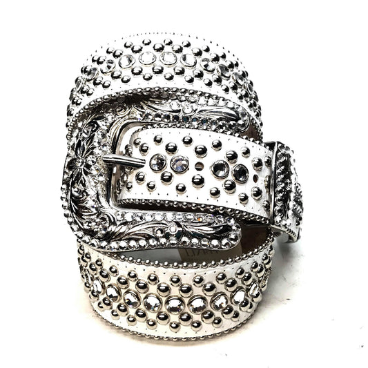 b.b. Simon 'White Magic' Studded Crystal Belt - Dudes Boutique