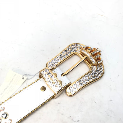 b.b. Simon 'White Gold Crown' Fully Loaded Crystal Belt - Dudes Boutique