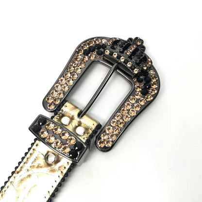 b.b. Simon Golden Crown Croco Crystal Belt - Dudes Boutique