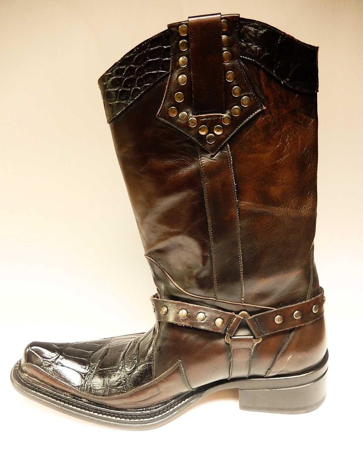 Mauri Chocolate Alligator & Calf Knee Boots 44238 – Dudes Boutique