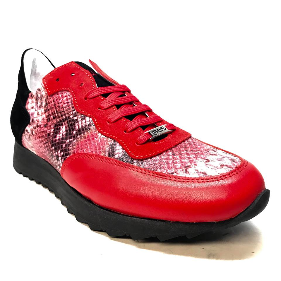 Mauri M728 Red Python Suede Sneakers - Dudes Boutique