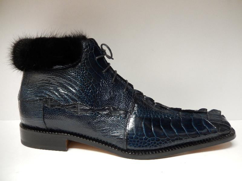 Mauri Mink/Ostrich Leg/Crocodile Lace Up Ankle Boots 4409 - Dudes Boutique