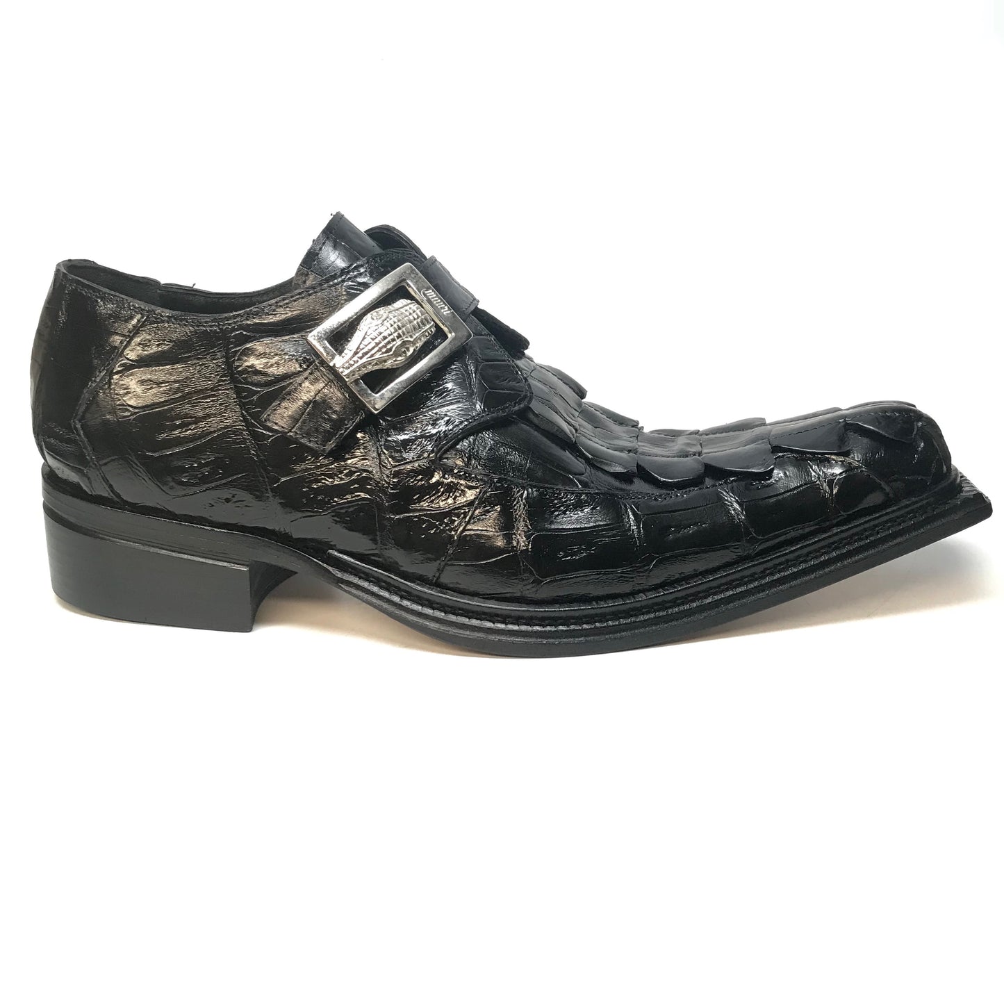 Mauri 44192 Black Piermarini Crocodile & Hornback Monk Strap - Dudes Boutique
