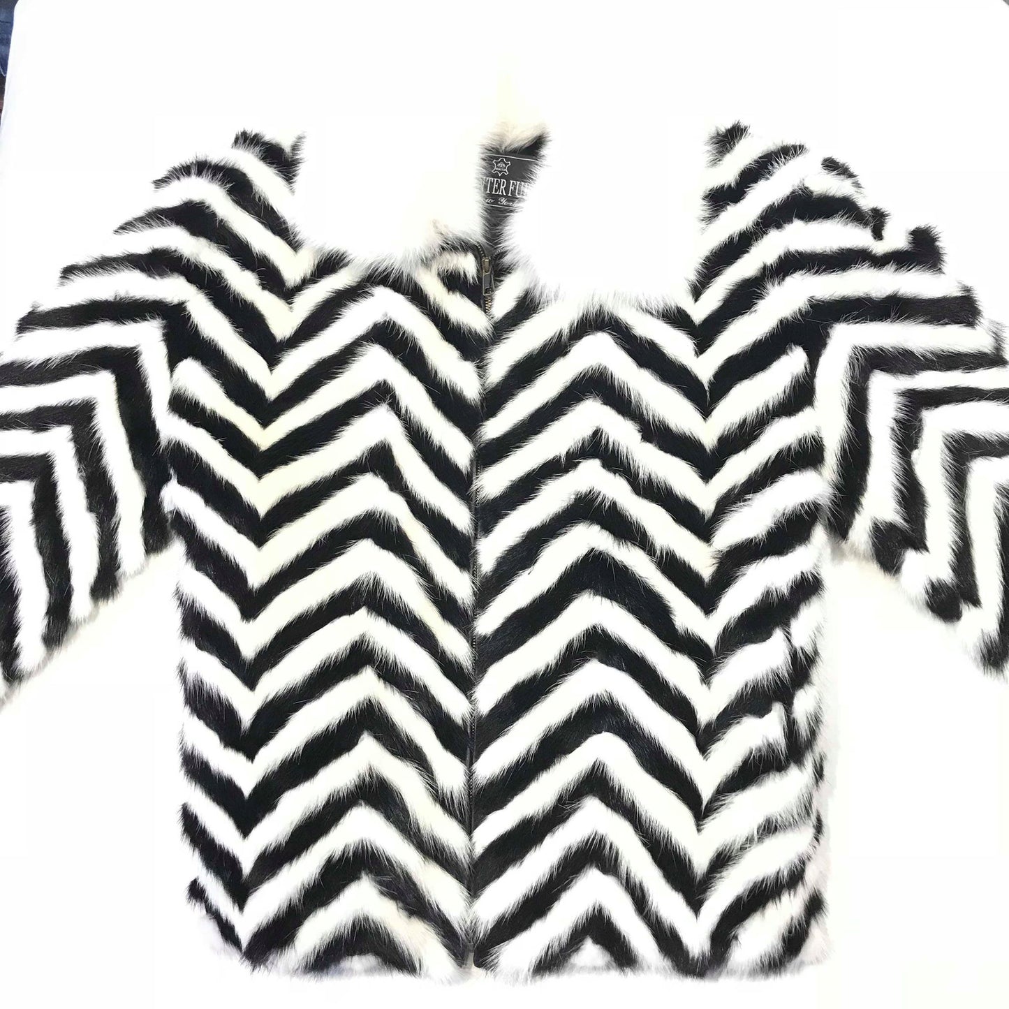 Kashani Men's 'Domino' White/Black Mink Tail Fur Coat - Dudes Boutique