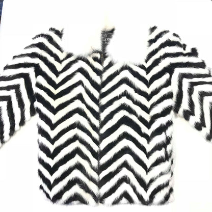 Kashani Men's 'Domino' White/Black Mink Tail Fur Coat - Dudes Boutique
