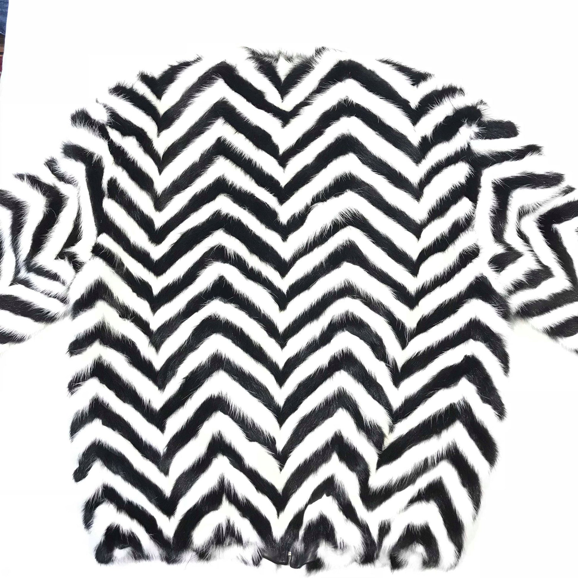 Kashani Men's 'Domino' White/Black Mink Tail Fur Coat - Dudes Boutique