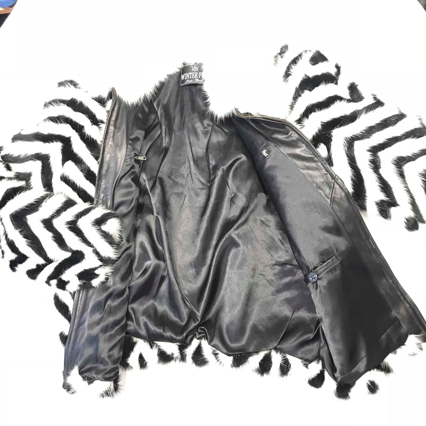 Kashani Men's 'Domino' White/Black Mink Tail Fur Coat - Dudes Boutique