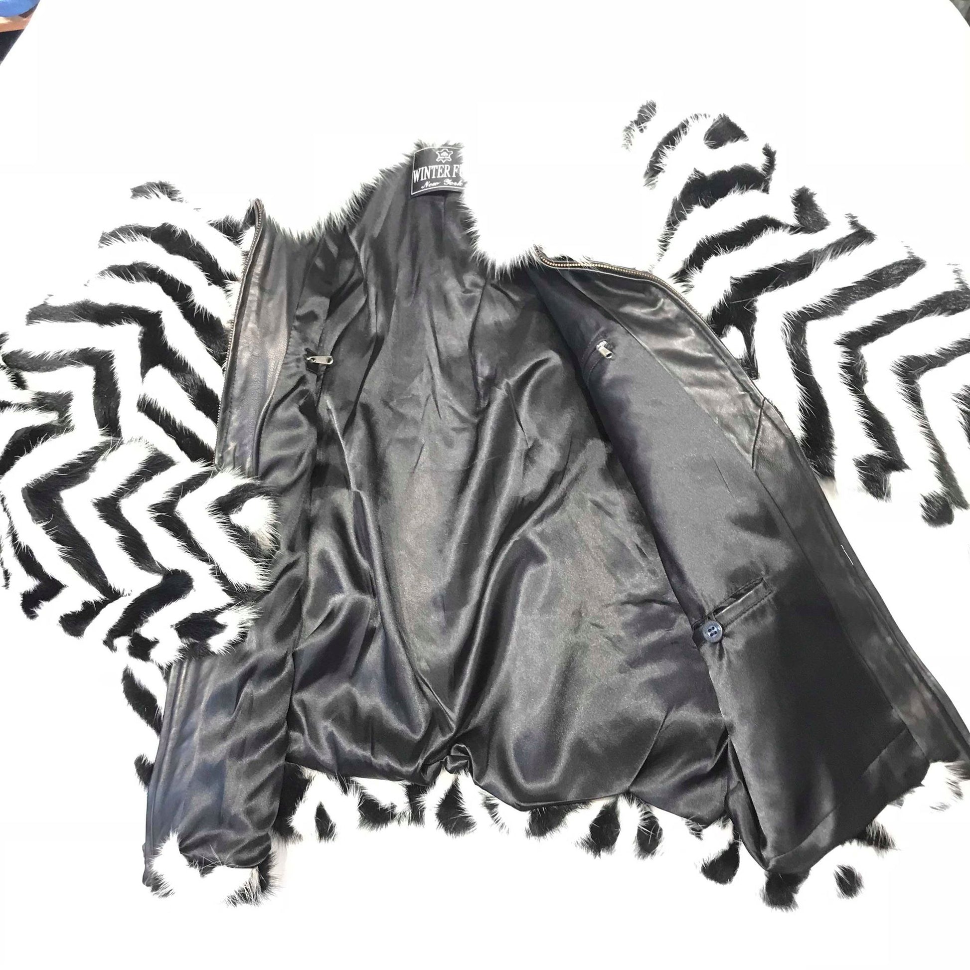 Kashani Men's 'Domino' White/Black Mink Tail Fur Coat - Dudes Boutique