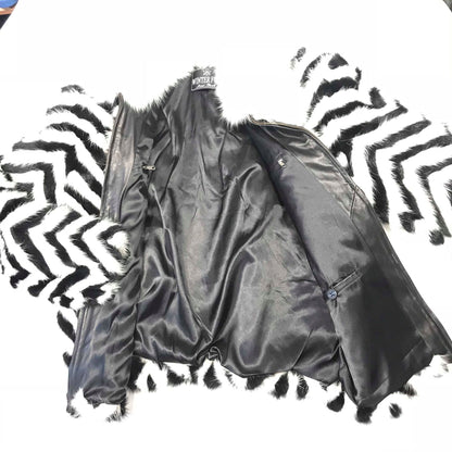 Kashani Men's 'Domino' White/Black Mink Tail Fur Coat - Dudes Boutique