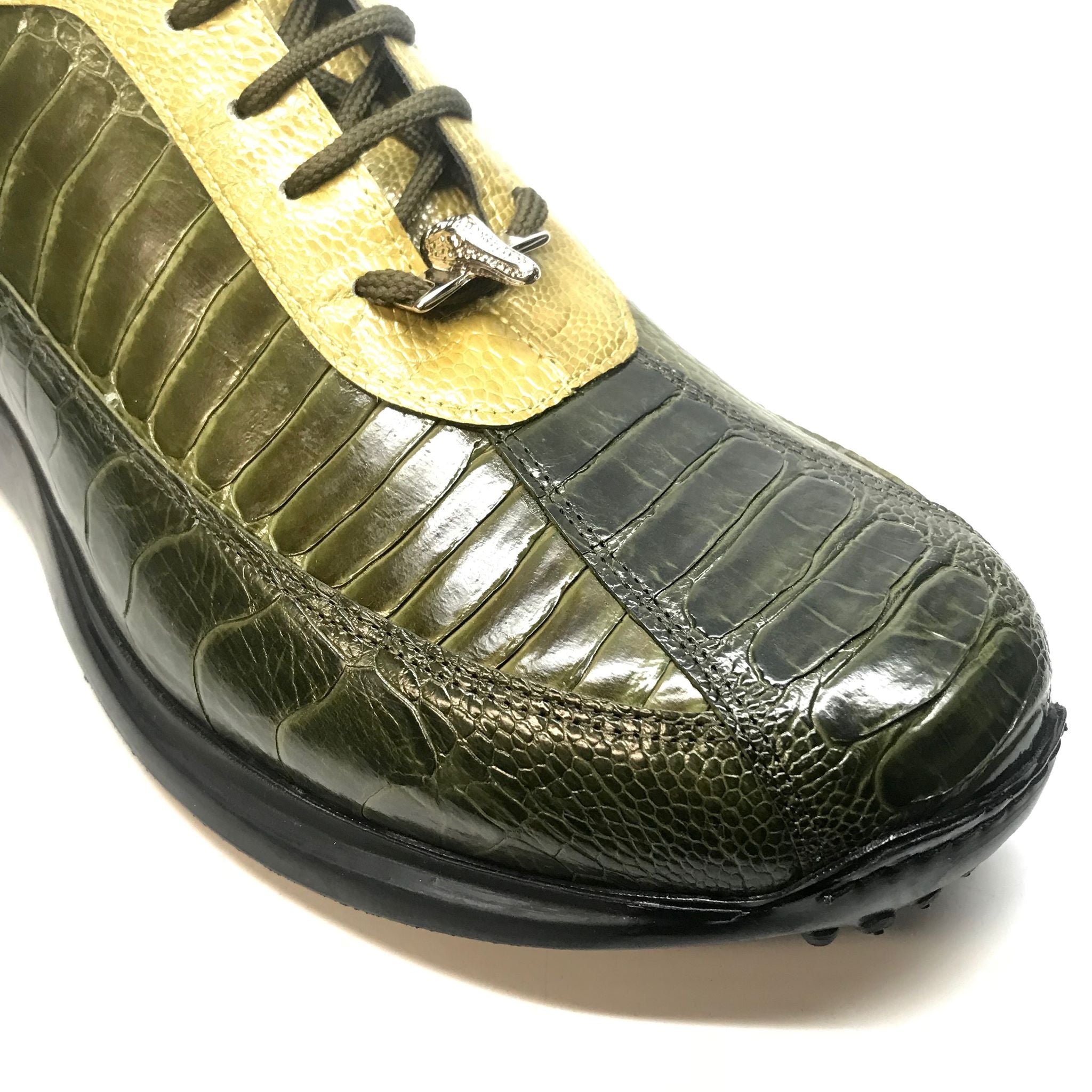 mauriメンズ　革靴　42 1/2 （27.5㎝） Mauri 8727 Money Green Three tone Ostrich Leg Sneakers – Dudes