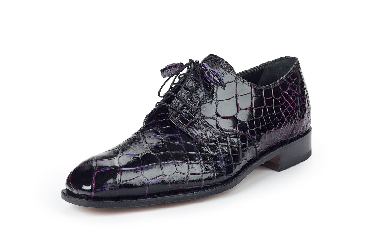 Mauri - "4613" Black/Grape Alligator Dress Shoe - Dudes Boutique