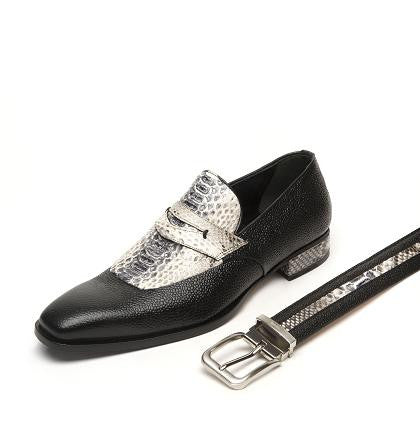 Mauri - "4646 Cobra" Pebble Grain Python Loafer - Dudes Boutique