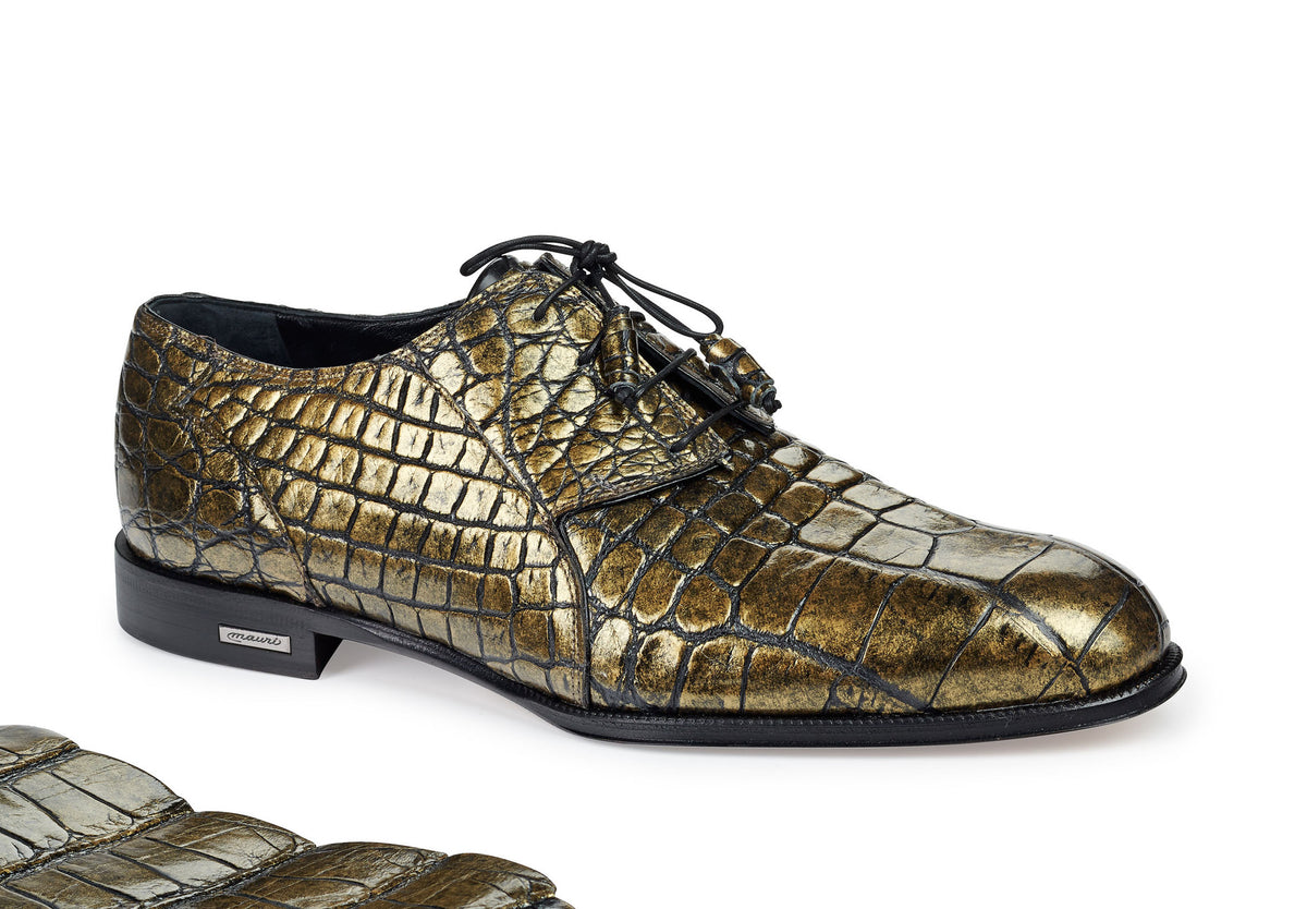 Mauri - "4649" Metallic Brass Alligator Dress Shoe - Dudes Boutique