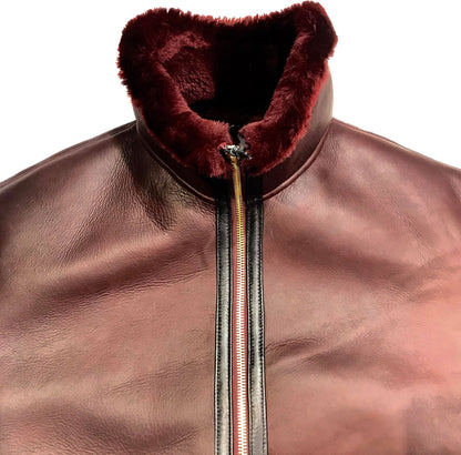 Kashani Burgundy Mouton Shearling Flight Jacket - Dudes Boutique