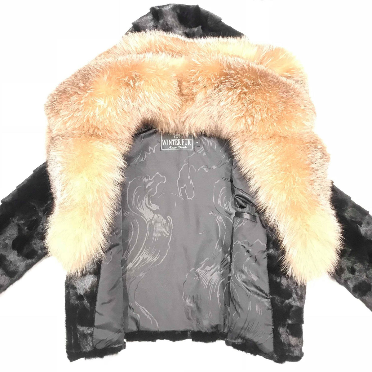 Kashani Mink Oversized Fox Fur Collar Coat - Dudes Boutique