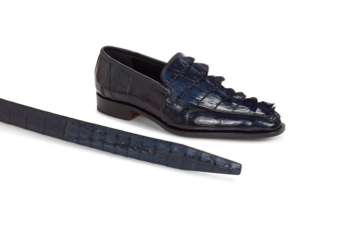 Mauri - 4770 "Orefici" Blue Hornback/Baby Croc Loafer - Dudes Boutique