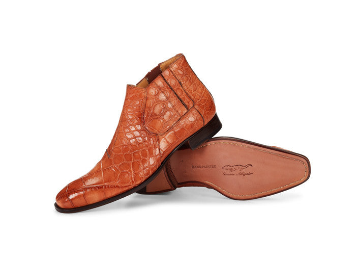 Mauri - 4780 "Alberti" Hand-Painted Cognac Alligator Boot - Dudes Boutique